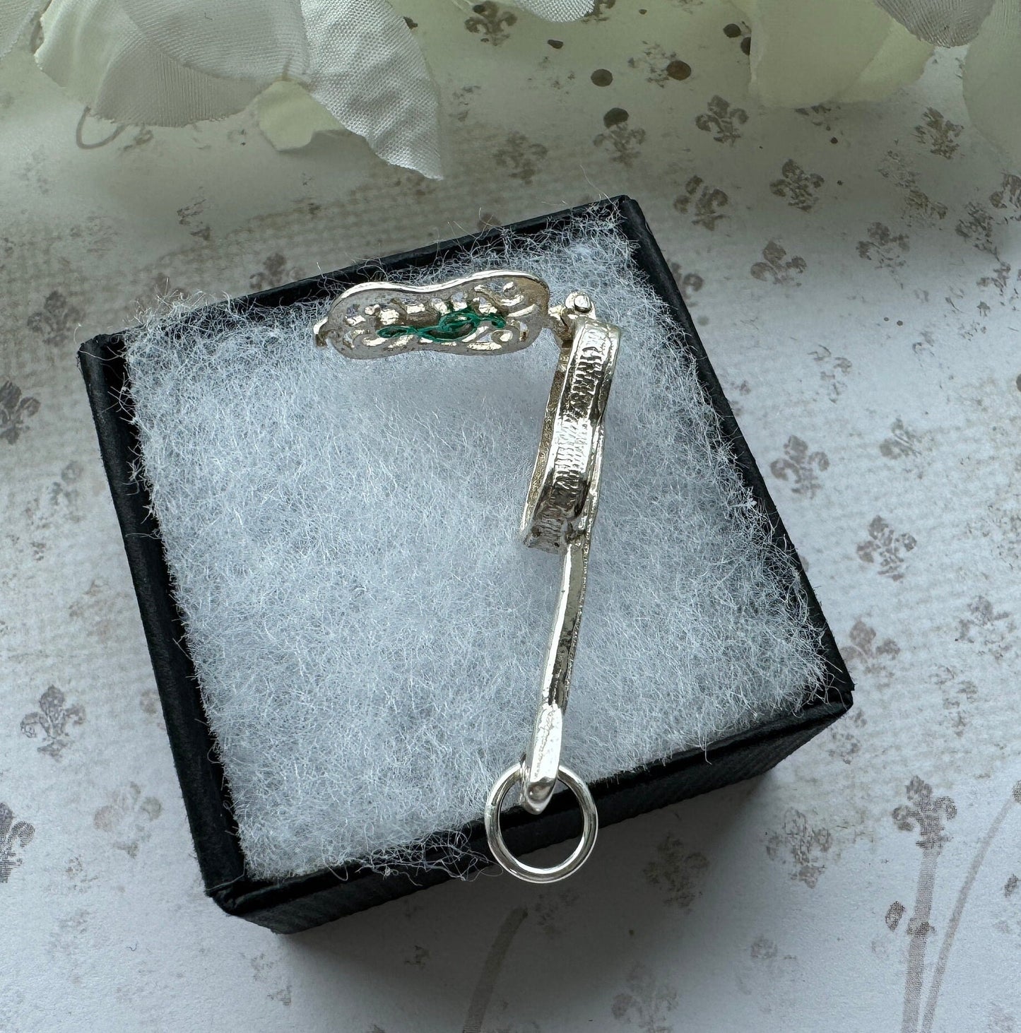 Vintage Sterling Silver Filigree Guitar Charm Pendant - Opens to Reveal Treble Clef. Small English Silver Musical Pendant, Optional Chain