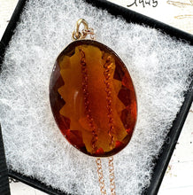 Lade das Bild in den Galerie-Viewer, Antique Victorian 9ct Gold &amp; Citrine Solitaire Pendant. Large Oval 47.50ct Golden Citrine Paste Pendant Necklace. Scottish Cairngorm Pendant
