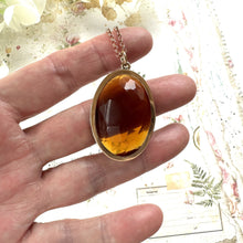 Lade das Bild in den Galerie-Viewer, Antique Victorian 9ct Gold &amp; Citrine Solitaire Pendant. Large Oval 47.50ct Golden Citrine Paste Pendant Necklace. Scottish Cairngorm Pendant
