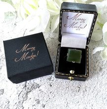 Lade das Bild in den Galerie-Viewer, Art Deco 9ct Gold Jade Ring. Antique Moss Green Jade Cabochon Ring. 9ct Rose Gold Square Cut Jade Ring Size M-1/2/UK, 6.5 US
