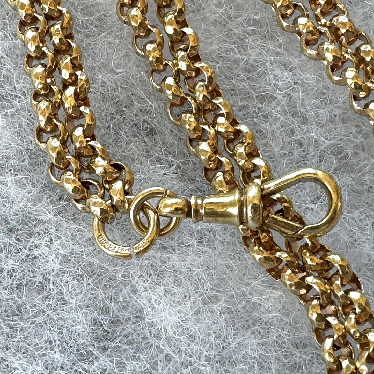 Antique Victorian 18ct Rolled Gold Long Guard Chain. 58" Long 18K Gold Filled Faceted Belcher Chain. Rope Length Sautoir Muff Chain Necklace