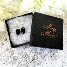 Cargar imagen en el visor de la galería, Vintage Sterling Silver Onyx Drop Classic Edwardian Style Earrings
