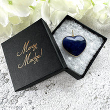 Cargar imagen en el visor de la galería, Antique Victorian 15ct Gold Carved Sodalite Love Heart Pendant. Large Natural Blue Gemstone Solitaire Heart Pendant.
