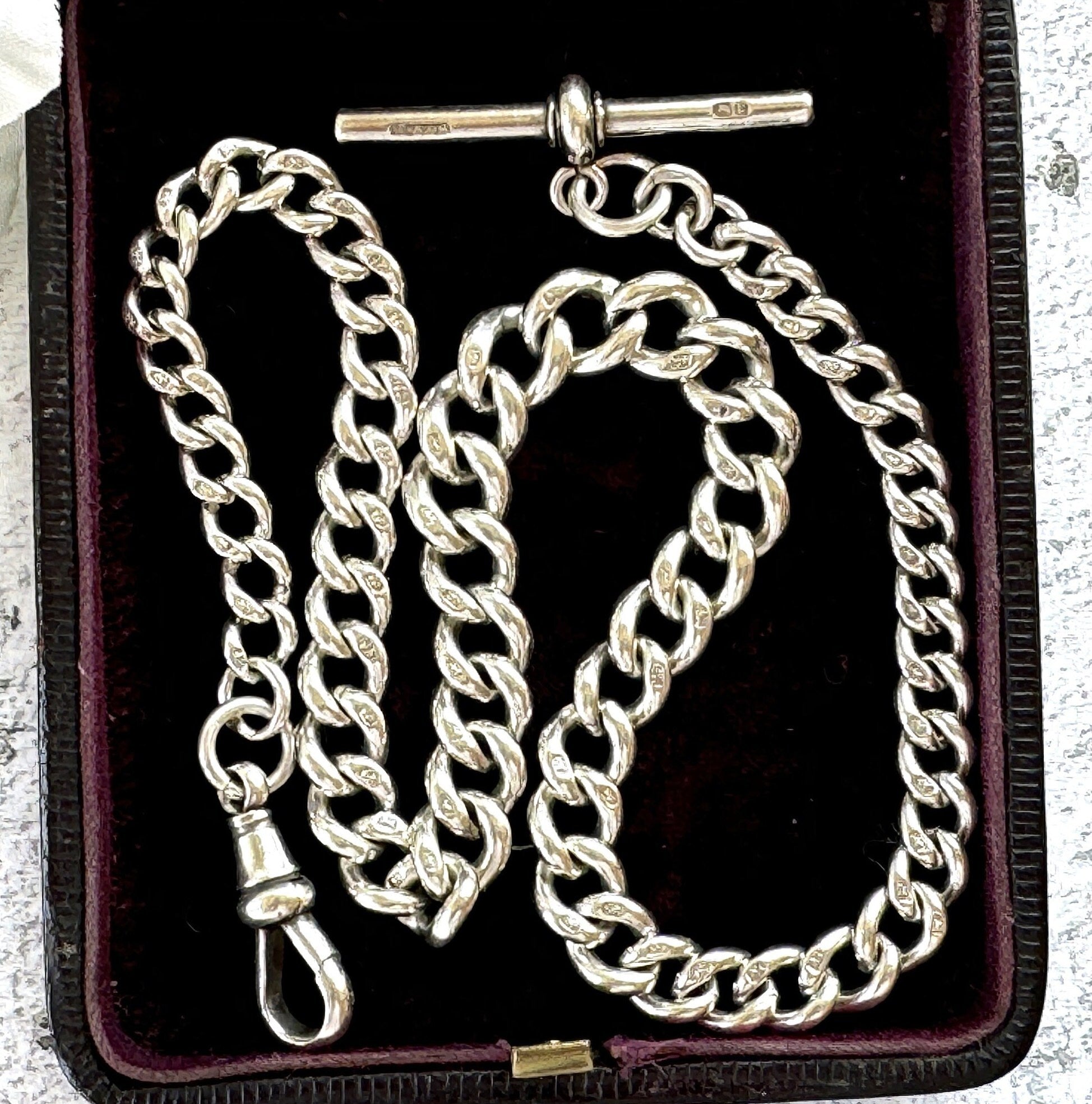 Victorian Sterling Silver Single Albert Pocket Watch Chain – Mercy