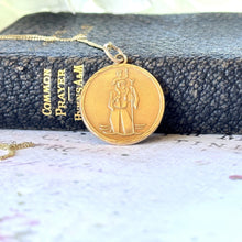 Charger l&#39;image dans la galerie, Vintage 1970s 9ct Yellow Gold &quot;St. Christopher&quot; Modernist Pendant. Cubist Style Solid Gold Religious Medallion Pendant By Henry Griffith
