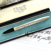 Cargar imagen en el visor de la galería, Antique Edwardian Silver Mechanical Pencil &amp; Letter Opener Combo. Lady&#39;s Forget-Me-Not Engraved Silver Propelling Pencil, Francis Webb, 1915
