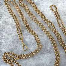 画像をギャラリービューアに読み込む, Antique Victorian 18ct Rolled Gold Long Guard Chain. 58&quot; Long 18K Gold Filled Faceted Belcher Chain. Rope Length Sautoir Muff Chain Necklace
