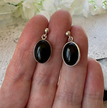 Load image into Gallery viewer, Vintage Sterling Silver Onyx Drop Classic Edwardian Style Earrings. Silver Bead Stud &amp; Black Gemstone Drop Earrings For Pierced Ears
