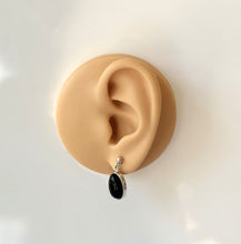 Load image into Gallery viewer, Vintage Sterling Silver Onyx Drop Classic Edwardian Style Earrings. Silver Bead Stud &amp; Black Gemstone Drop Earrings For Pierced Ears
