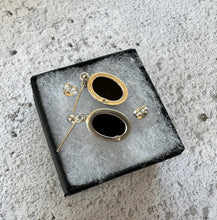 Cargar imagen en el visor de la galería, Vintage Sterling Silver Onyx Drop Classic Edwardian Style Earrings
