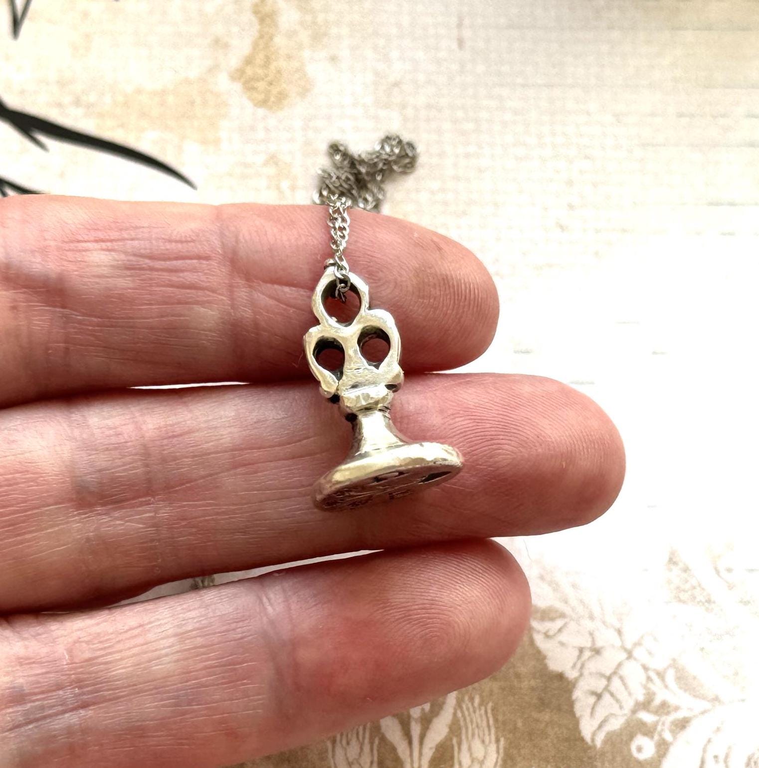 Antique 17th Century Solid Silver Heart & Rose Intaglio Seal Fob. Lady's Love Token Seal Pendant. Stuart/Jacobean Chessman Matrix Seal Fob