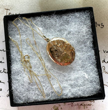 Load image into Gallery viewer, Antique Victorian 9ct Gold Aesthetic Engraved Ivy Locket. Small 2-Sided Oval Locket Pendant With Optional Chain. Love Token Locket Necklace
