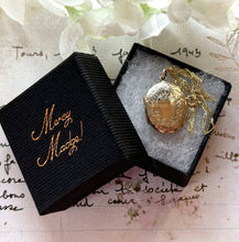 Load image into Gallery viewer, Antique Victorian 9ct Gold Aesthetic Engraved Ivy Locket. Small 2-Sided Oval Locket Pendant With Optional Chain. Love Token Locket Necklace
