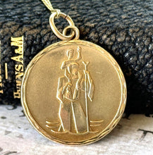 Load image into Gallery viewer, Vintage 1970s 9ct Yellow Gold &quot;St. Christopher&quot; Modernist Pendant. Cubist Style Solid Gold Religious Medallion Pendant By Henry Griffith
