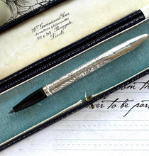 Cargar imagen en el visor de la galería, Antique Edwardian Silver Mechanical Pencil &amp; Letter Opener Combo. Lady&#39;s Forget-Me-Not Engraved Silver Propelling Pencil, Francis Webb, 1915
