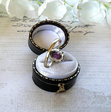 Load image into Gallery viewer, Antique Victorian Pink Tourmaline &amp; White Paste Diamond 9ct Gold Cluster Ring. Oval Halo Ring Size UK M-1/2/ US 6-1/2
