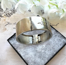 Load image into Gallery viewer, Antique Victorian Aesthetic Engraved Silver Bangle, Hallmarked 1889. Floral Engraved Sterling Silver Victorian Sweetheart Bracelet Cuff.
