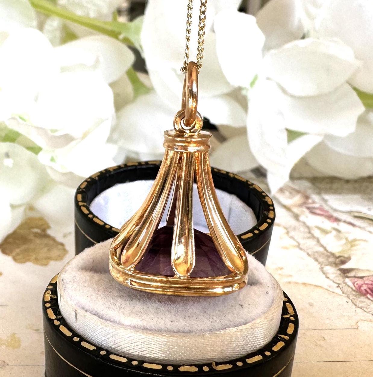 Superb Georgian 18ct Gold Amethyst Intaglio Seal of Demeter & Mount Olympus. 18K Gold Seal Fob Pendant. Master Carved Classical Intaglio