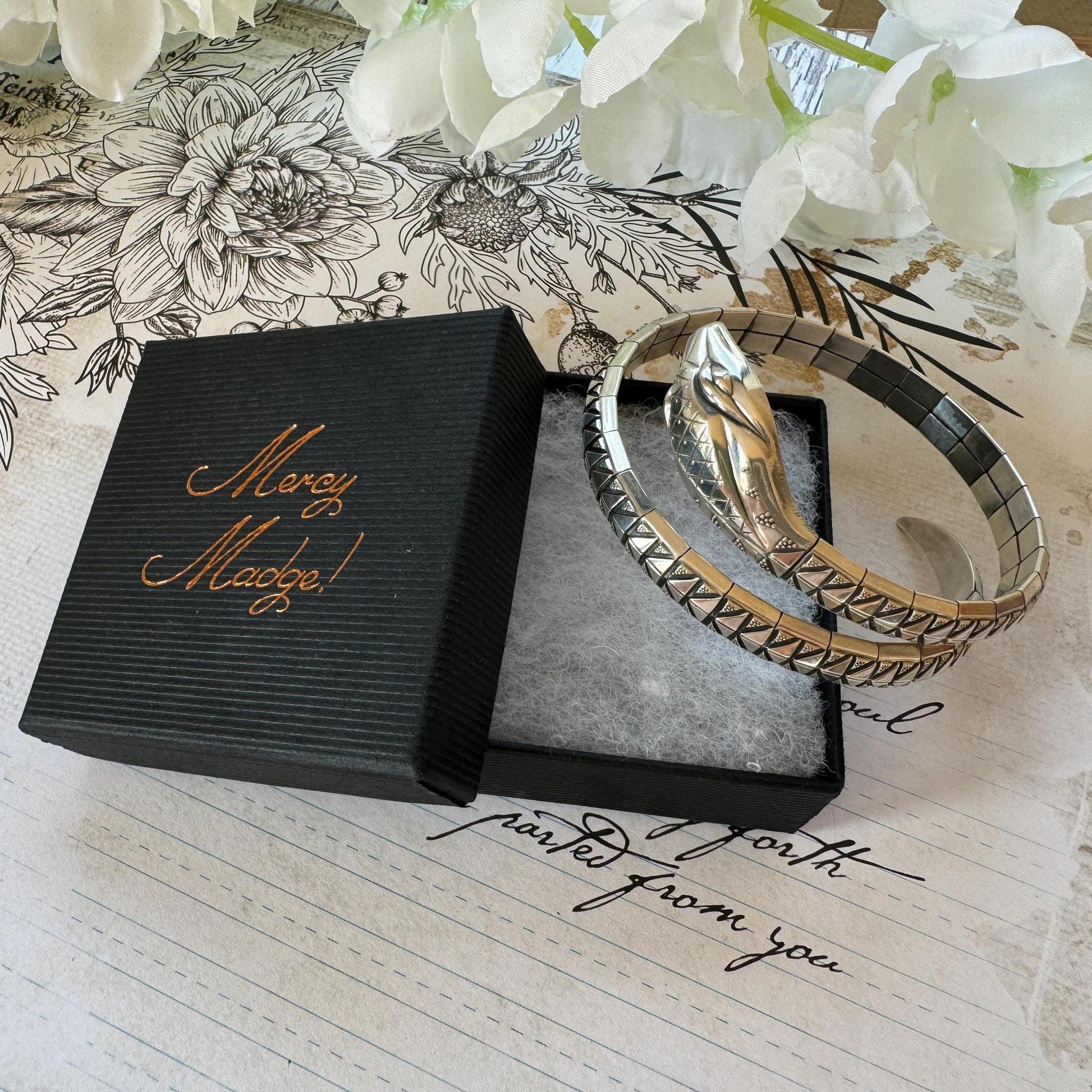 Antique Art Deco Sterling Silver Enamel Coiled Snake Bangle Bracelet. Kordes & Lichtenfels Germany Snake Bangle. Antique Love Token Jewelry