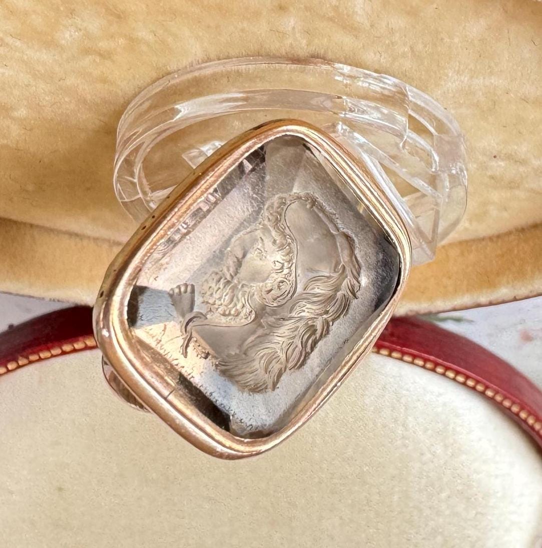 Antique 18ct Gold Superb Citrine Roman Intaglio Seal Fob Of Mars