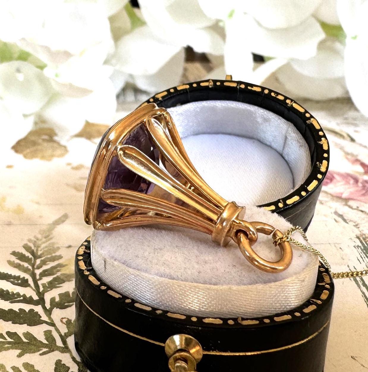 Superb Georgian 18ct Gold Amethyst Intaglio Seal of Demeter & Mount Olympus. 18K Gold Seal Fob Pendant. Master Carved Classical Intaglio