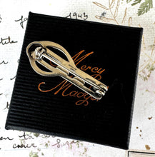 Load image into Gallery viewer, Vintage Edinburgh Silver Brooch: Art Nouveau Gingko Leaf Crystal Lapel Pin
