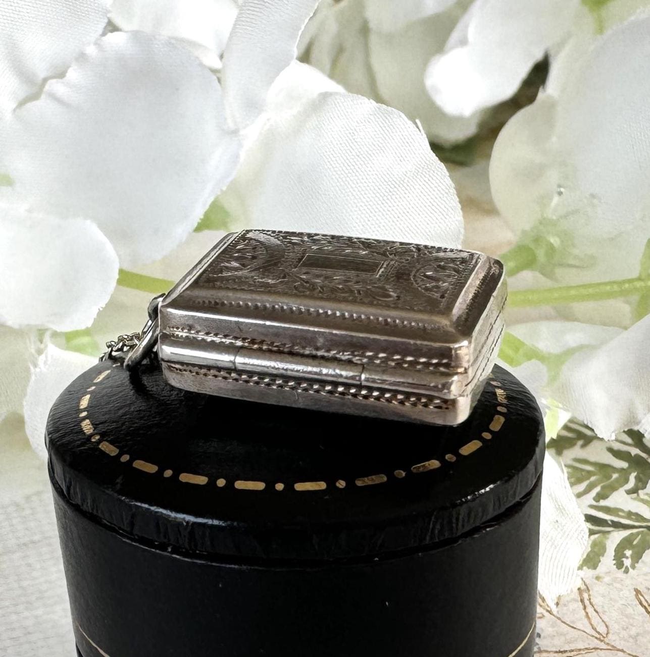 Rare Georgian Silver Tiny Miniature Book Vinaigrette Pendant, Ledsam & Vale, 1825