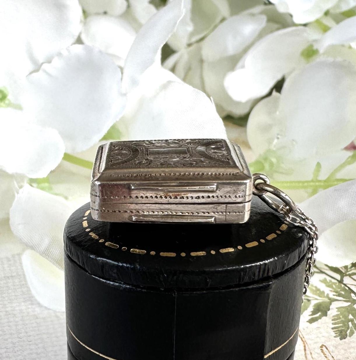 Rare Georgian Silver Tiny Miniature Book Vinaigrette Pendant, Ledsam & Vale, 1825