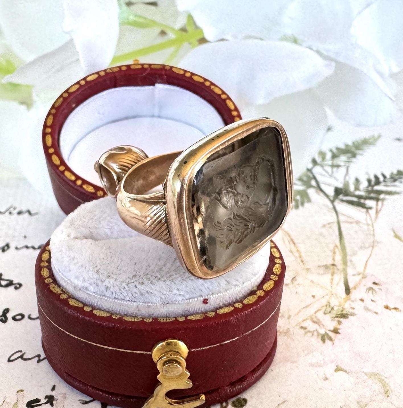 Antique 18ct Gold Superb Citrine Roman Intaglio Seal Fob Of Mars