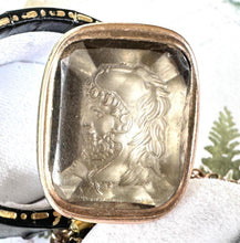 Load image into Gallery viewer, Antique 18ct Gold Superb Citrine Intaglio Seal Fob Of Mars. Master Carved Classical Roman Intaglio Gemstone Seal. Large Georgian Pendant Fob
