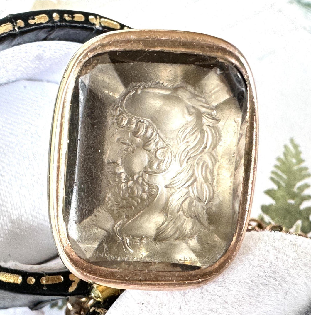 Antique 18ct Gold Superb Citrine Roman Intaglio Seal Fob Of Mars
