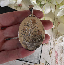 Load image into Gallery viewer, Antique Victorian Silver &amp; Gold Aesthetic Engraved Locket With Photographs
