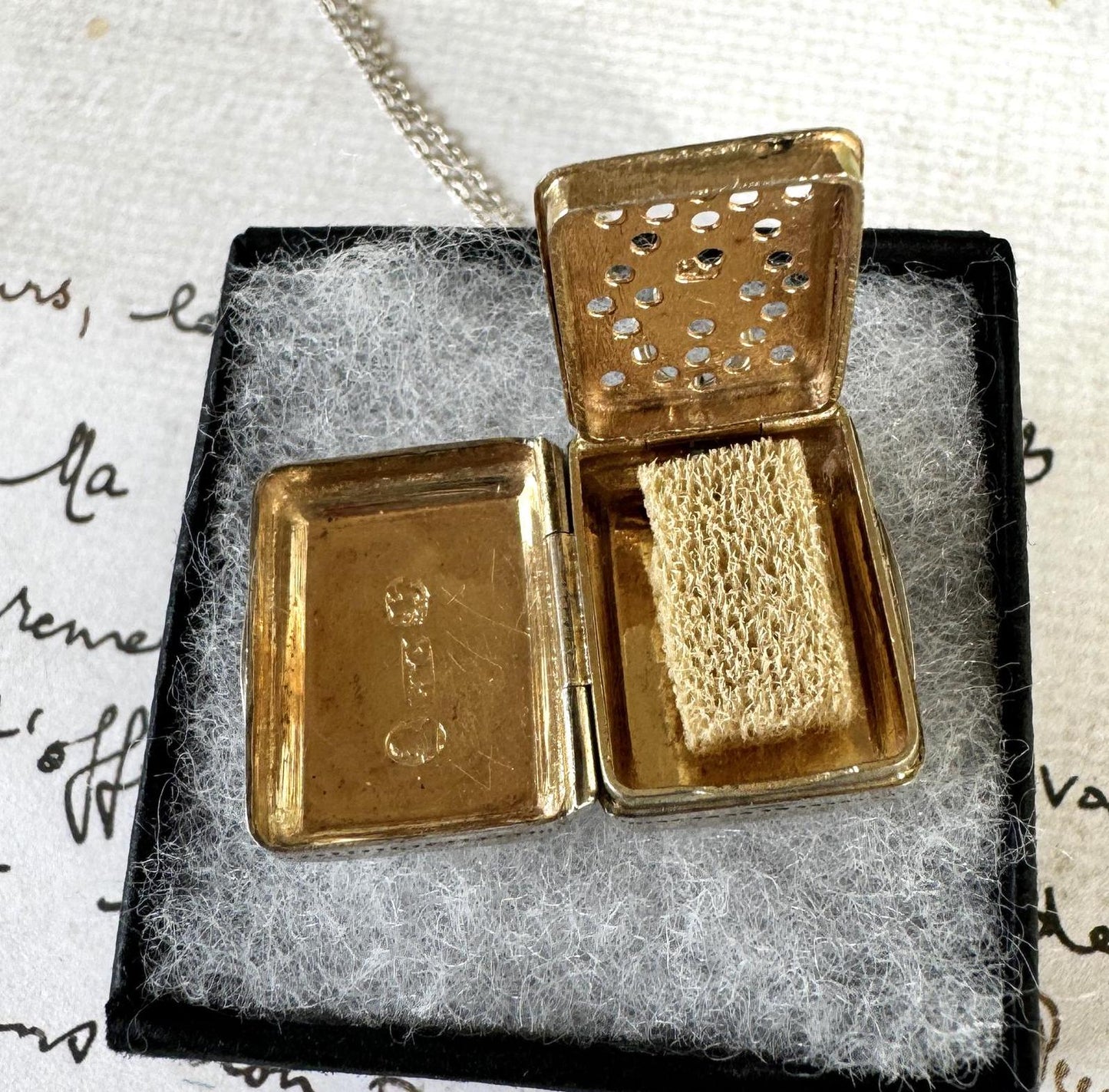 Rare Georgian Silver Tiny Miniature Book Vinaigrette Pendant, Ledsam & Vale, 1825