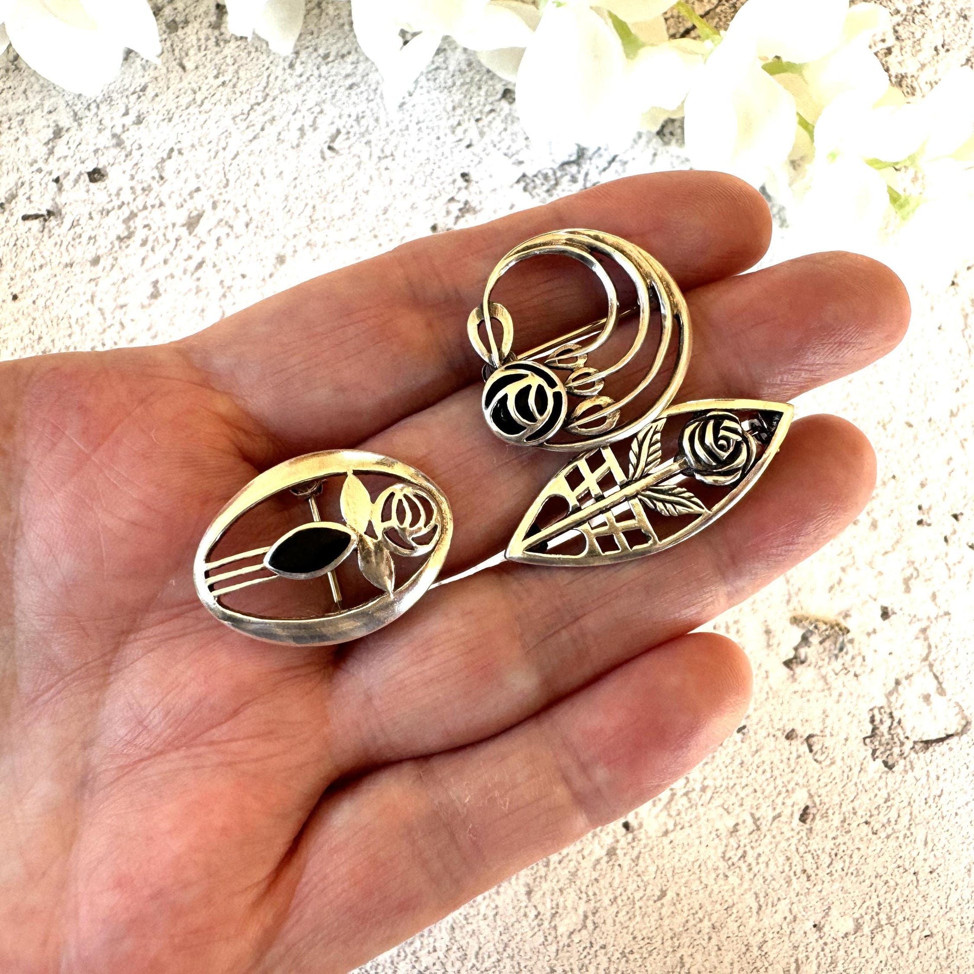 Collection of 3 Vintage Sterling Silver Celtic Brooches/Lapel Pins