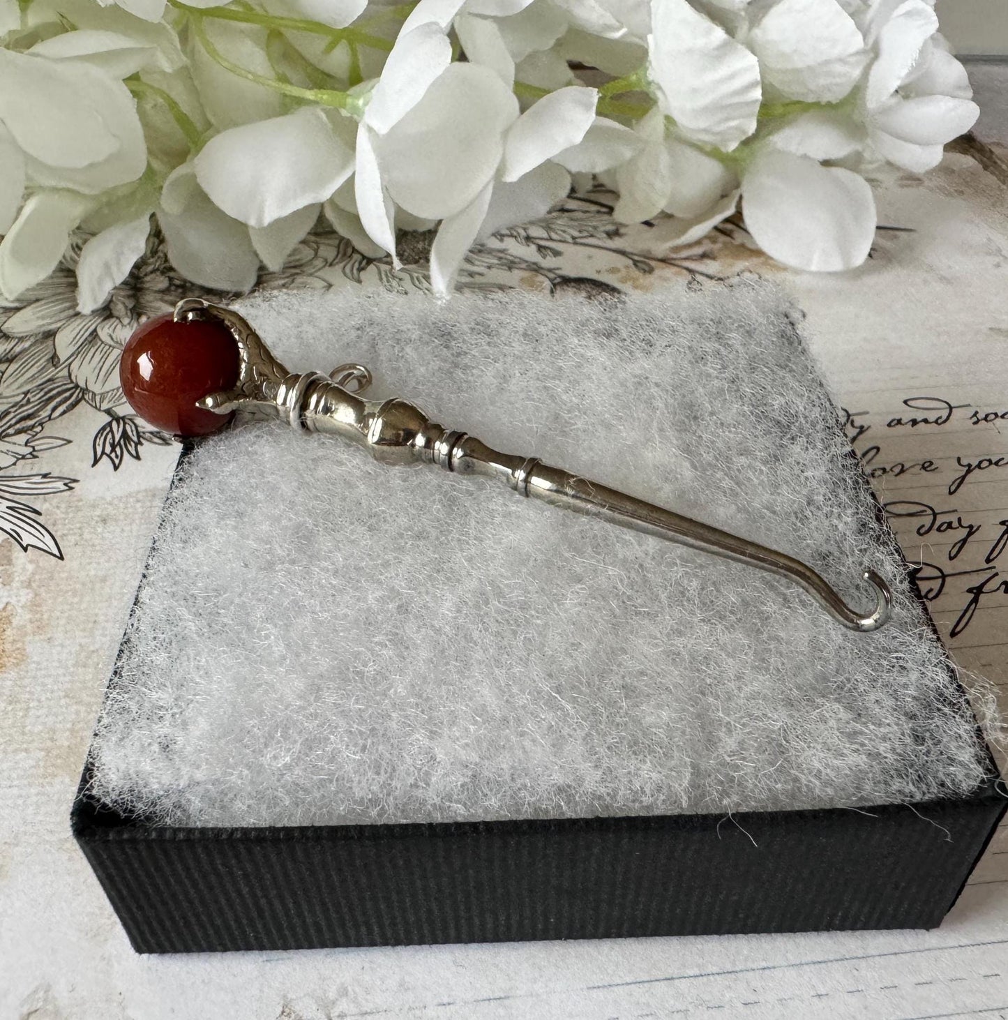 Victorian Scottish Carnelian Glove Button Hook