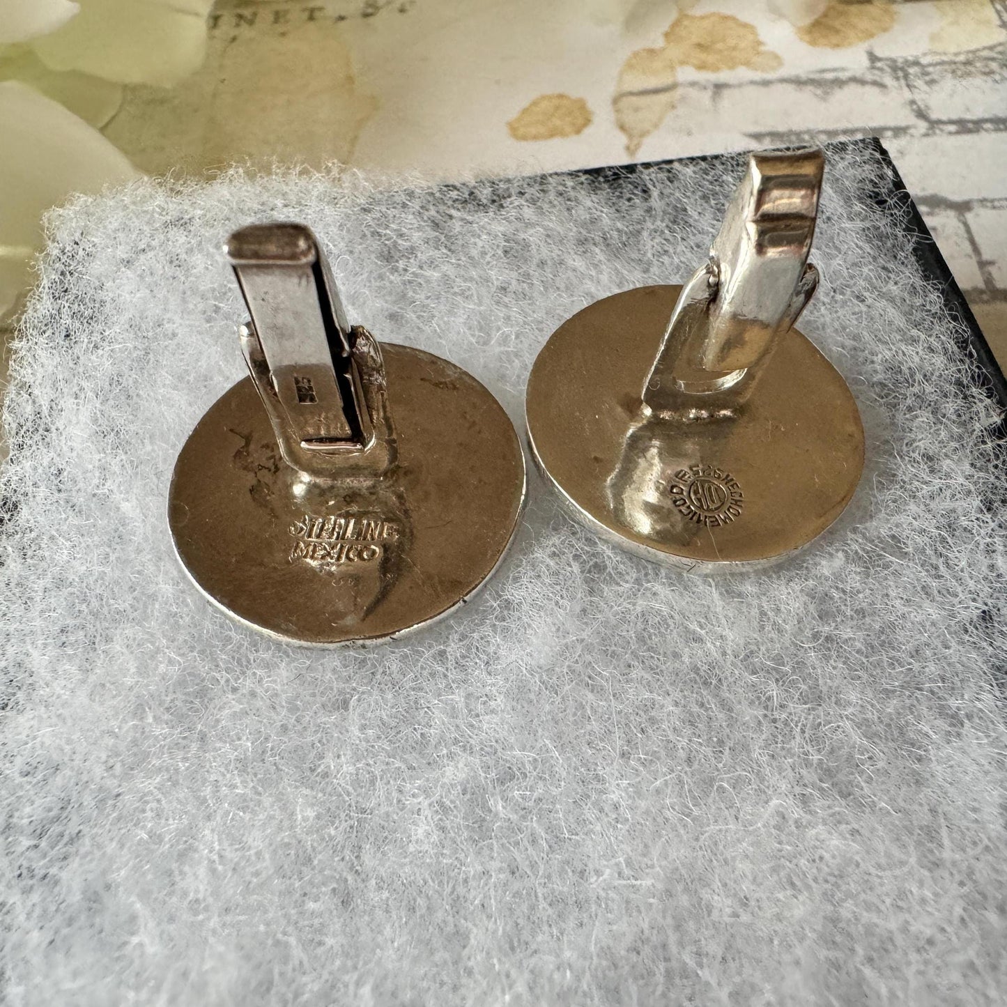 Vintage Mexican "Mosaico Azteca" Sterling Silver Cufflinks