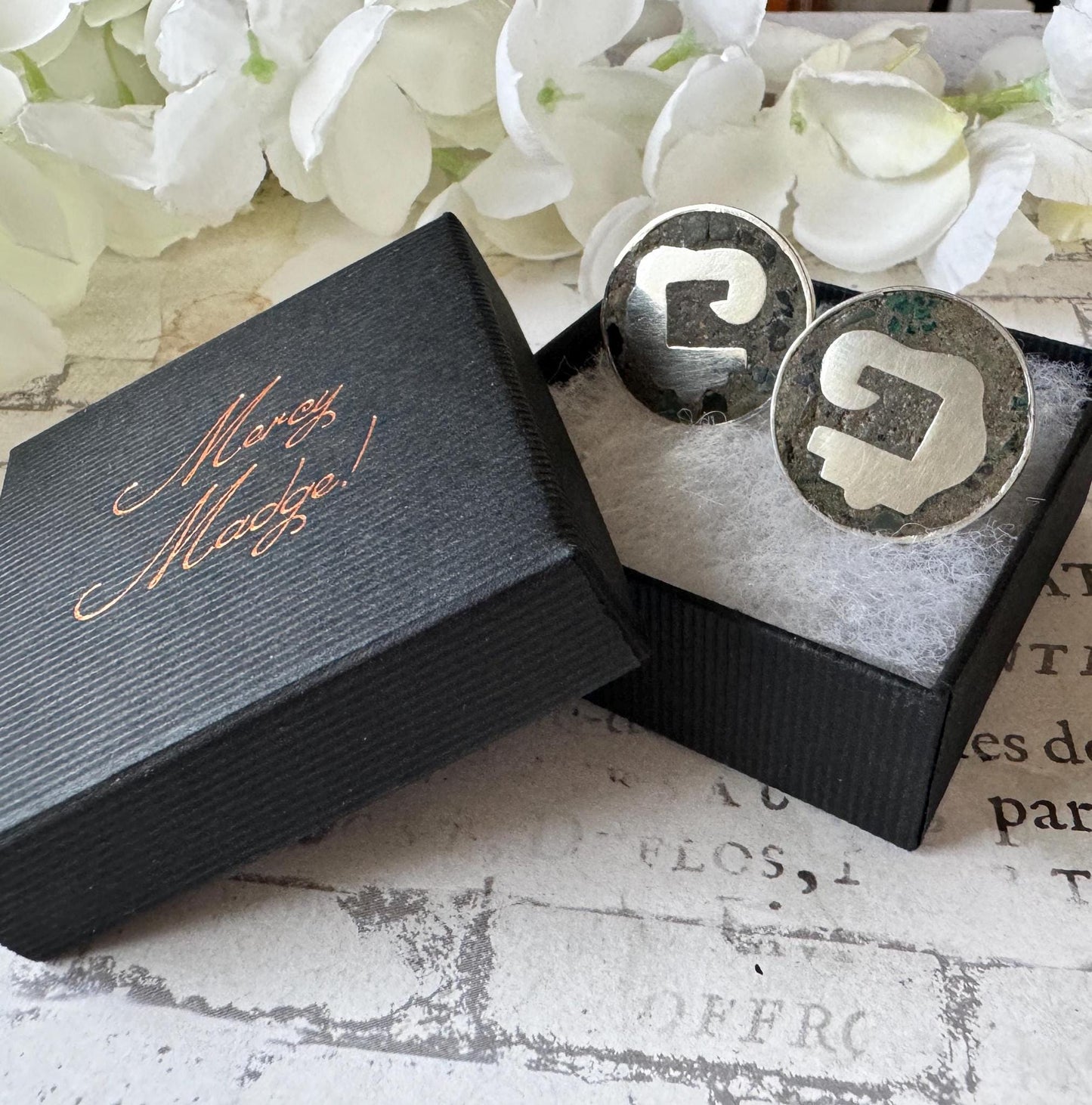 Vintage Mexican "Mosaico Azteca" Sterling Silver Cufflinks