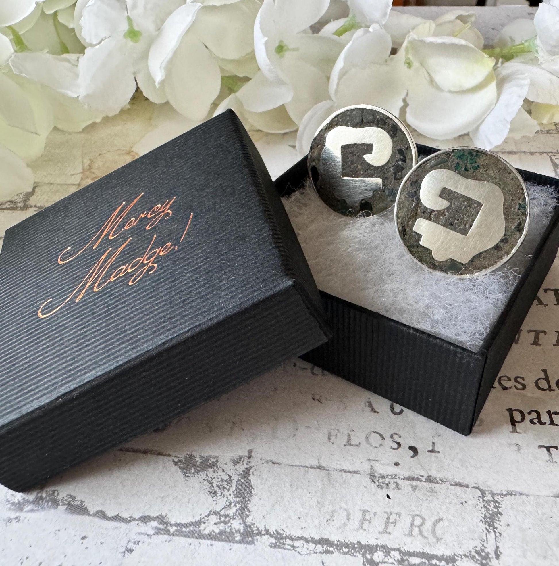 Vintage Mexican "Mosaico Azteca" Sterling Silver Cufflinks