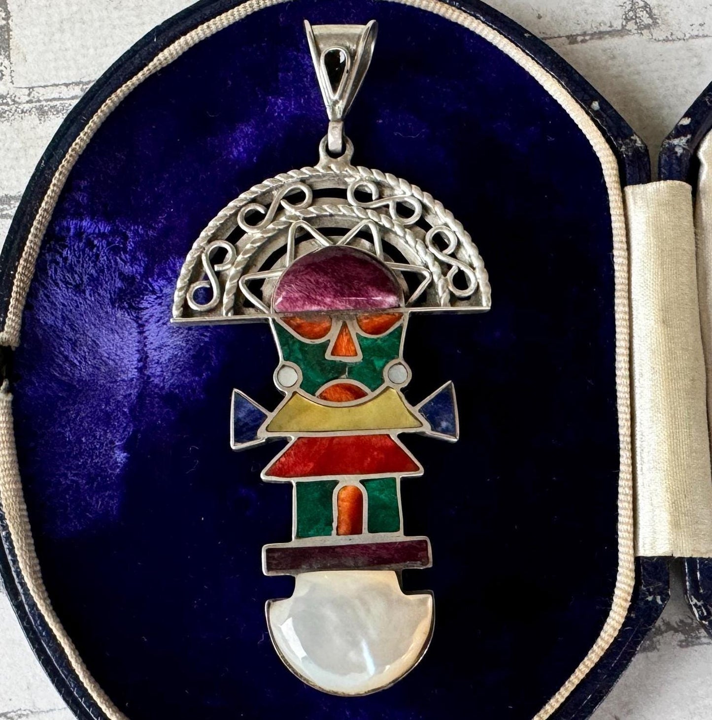 Large Vintage Sterling Silver Tumi Pendant: Inca Sun God, Peru