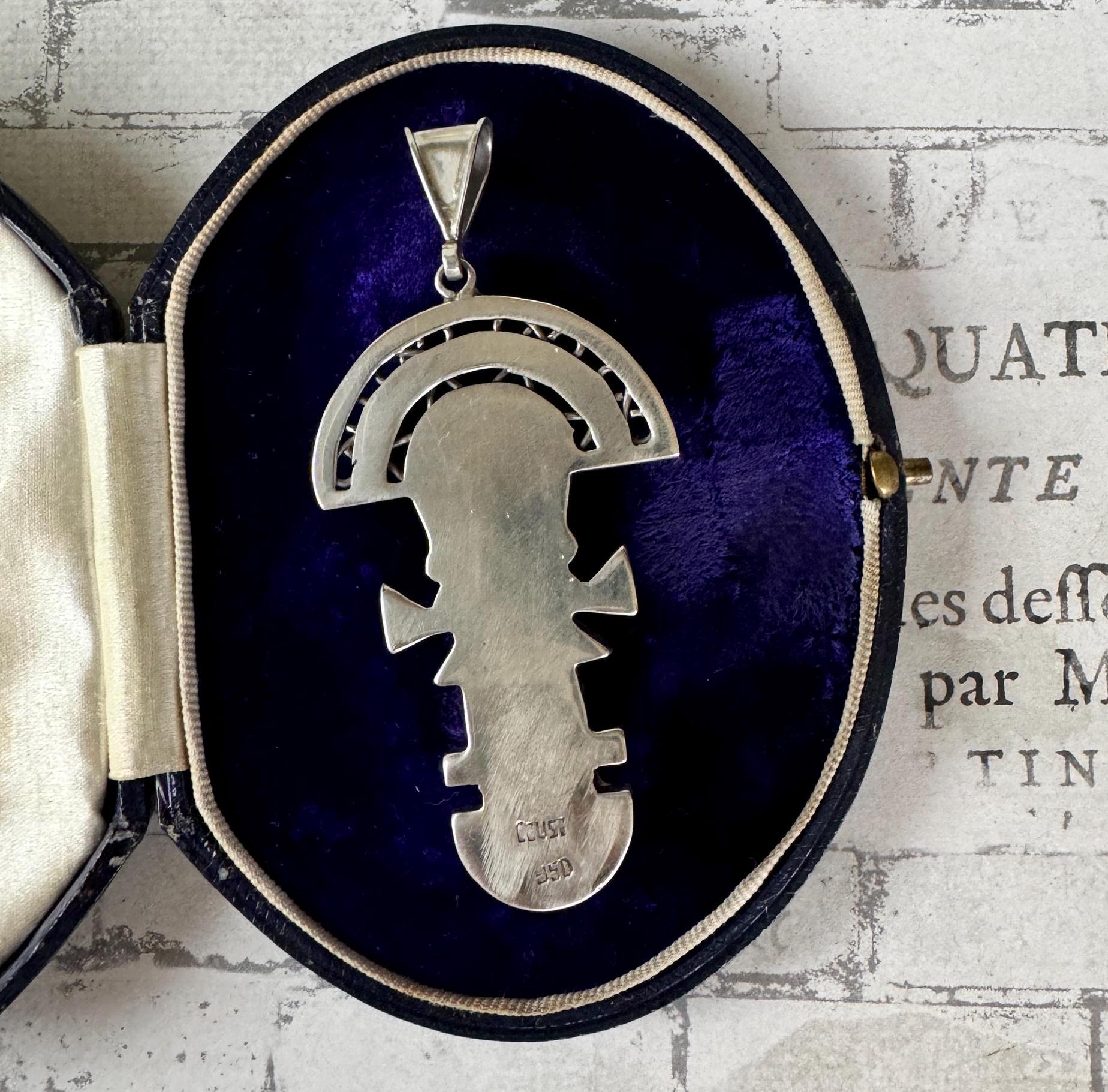 Large Vintage Sterling Silver Tumi Pendant: Inca Sun God, Peru