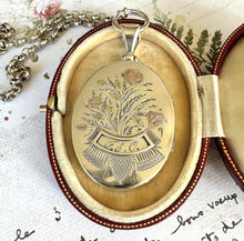 Load image into Gallery viewer, Antique Victorian Silver &amp; Gold Aesthetic Engraved Locket With Photographs
