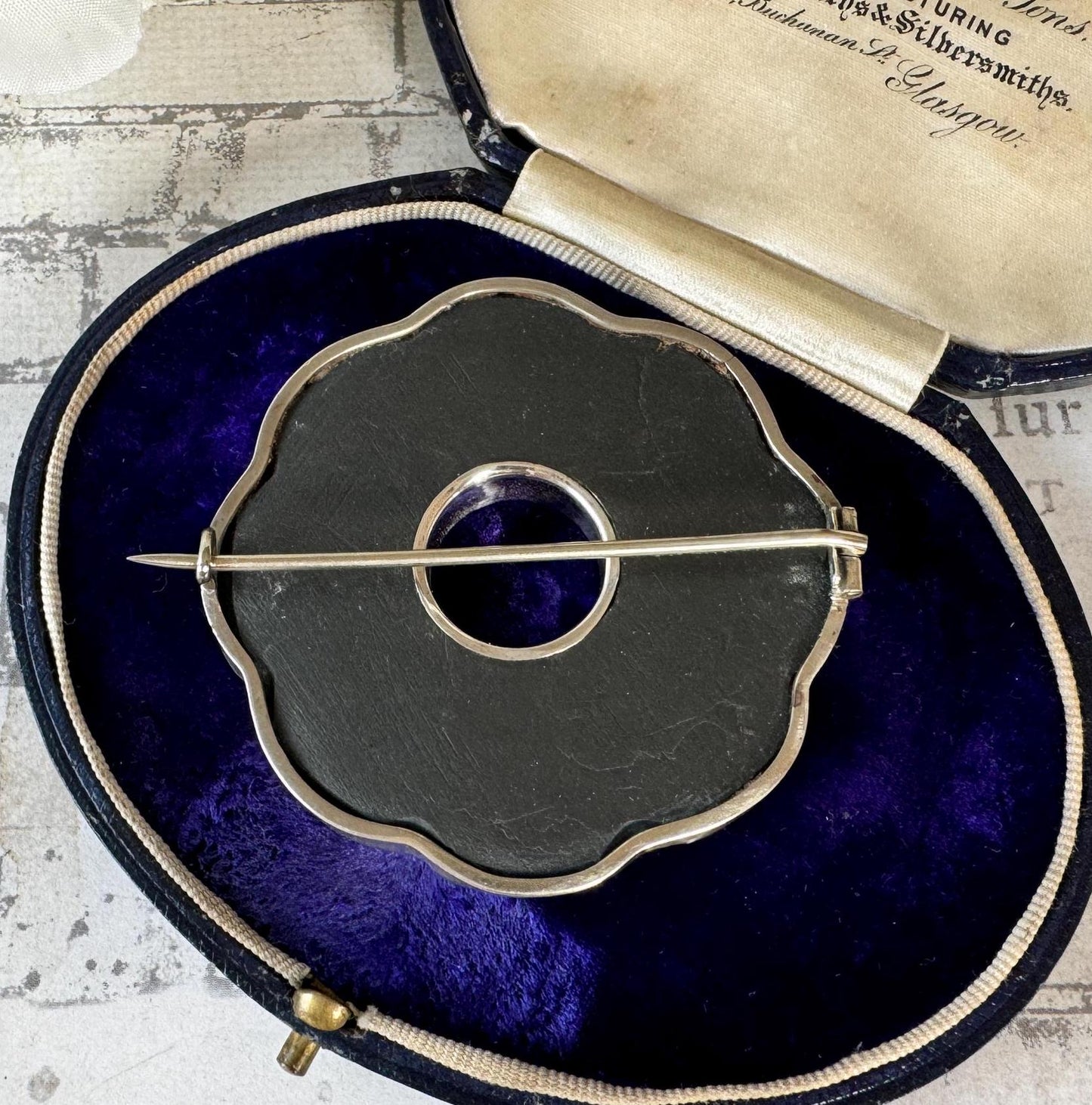 Antique Victorian Scottish Silver Mixed Agate Target Brooch. Large Slate Backed Hardstone Plaid Brooch. Victorian Scottish Pebble Jewelry