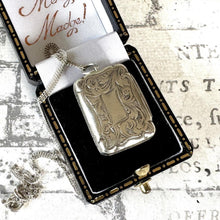 Load image into Gallery viewer, Antique Victorian Silver Vinaigrette Pendant, Hilliard &amp; Thomason 1863. Floral Engraved Lady&#39;s Small Vinaigrette Locket Pendant Necklace
