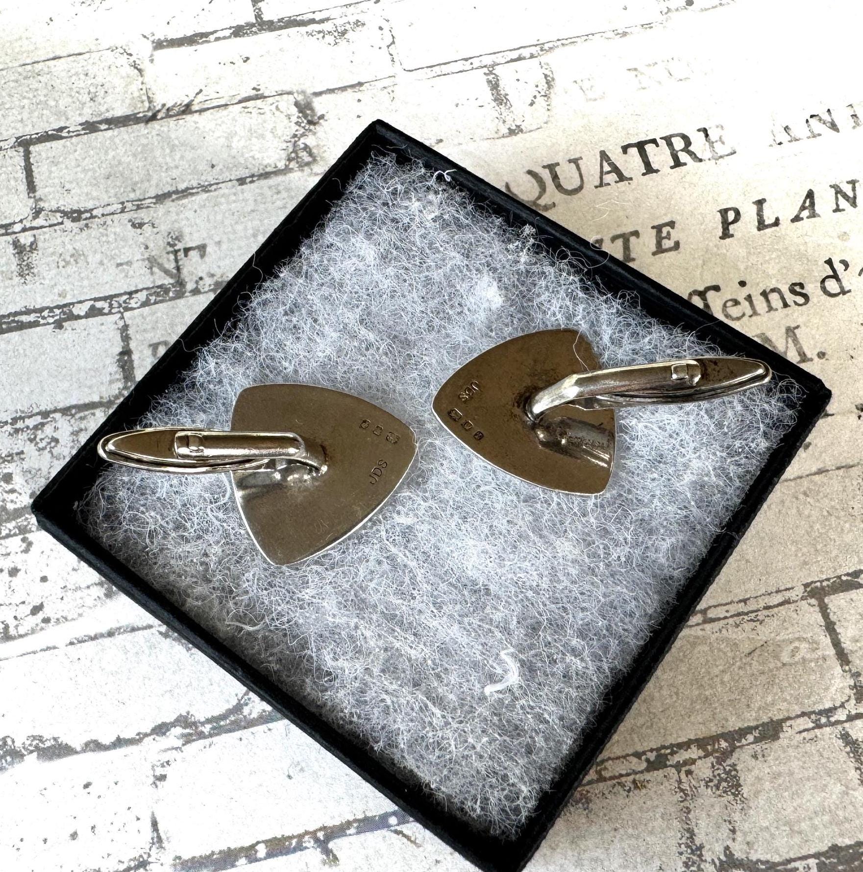 Vintage 1960s Sterling Silver Cufflinks - Guilloche Engraved Sunbursts - London Hallmarks. Wedding Groom, Dapper Dandy Formal Gifts For Him