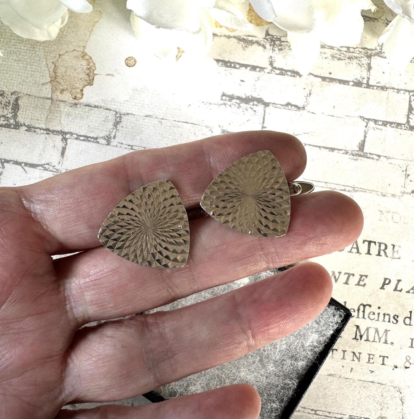 Vintage 1960s Sterling Silver Cufflinks - Guilloche Engraved Sunbursts - London Hallmarks. Wedding Groom, Dapper Dandy Formal Gifts For Him