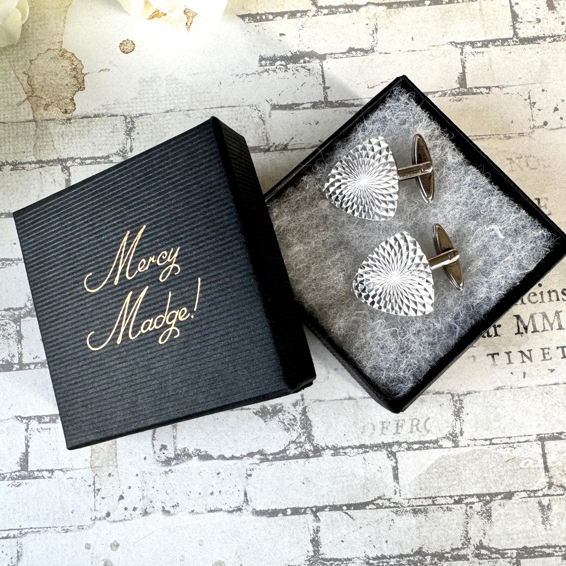 Vintage 1960s Sterling Silver Cufflinks - Guilloche Engraved Sunbursts - London Hallmarks. Wedding Groom, Dapper Dandy Formal Gifts For Him