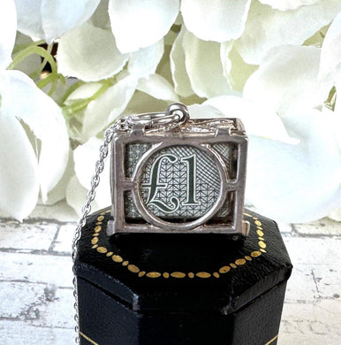 Vintage 1960s Sterling Silver Mad Money Charm Pendant - Opens to Reveal A Pound Note