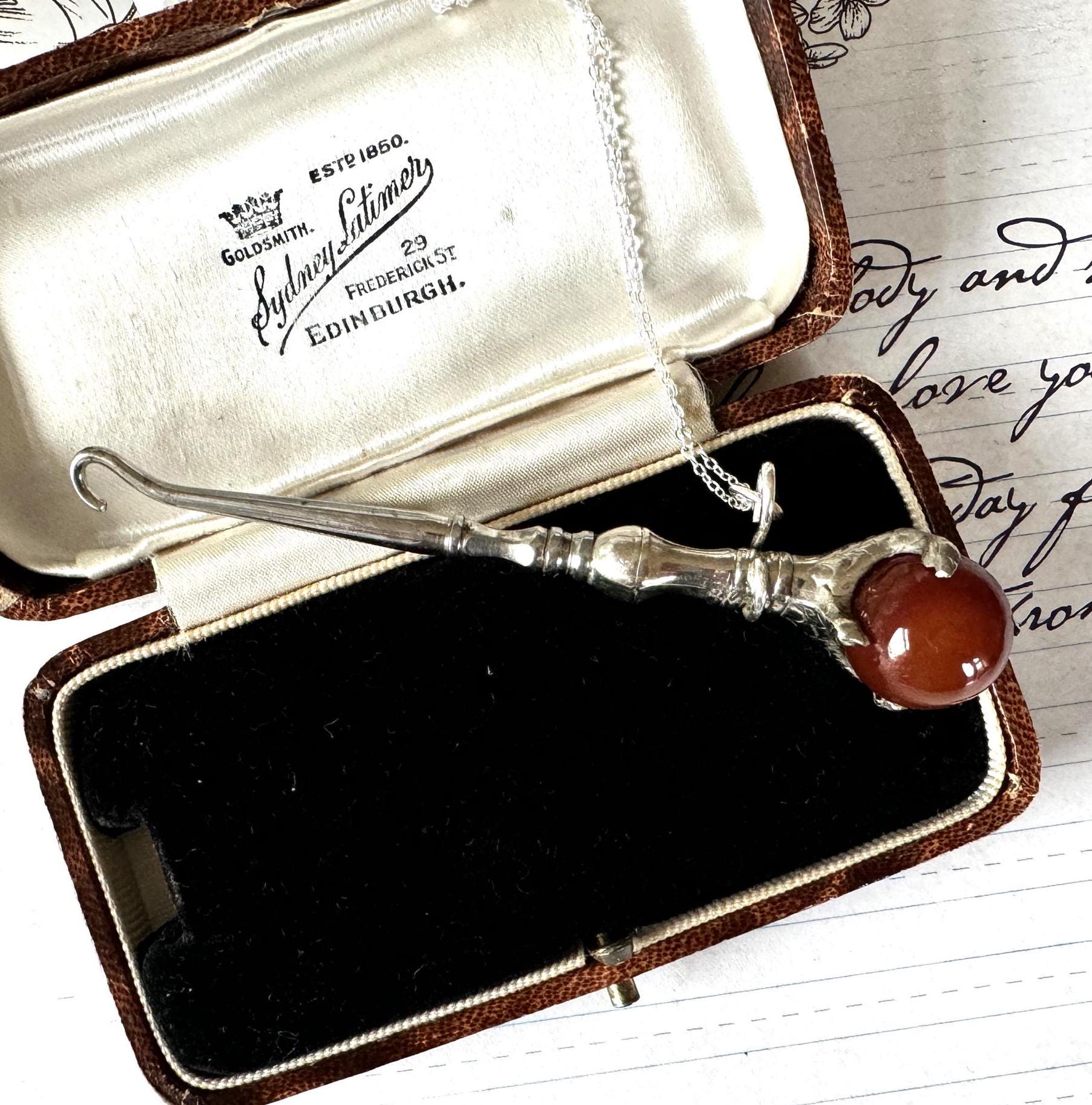 Victorian Scottish Carnelian Glove Button Hook