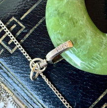 Cargar imagen en el visor de la galería, Antique Chinese Carved Jade Squirrel Silver Pendant Necklace. Art Deco Green Jade Sterling Silver Pendant &amp; Chain. Good Fortune/Luck Amulet
