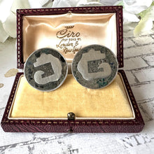 Load image into Gallery viewer, Vintage Mexican &quot;Mosaico Azteca&quot; Sterling Silver Cufflinks. Los Castillo Silver Pre-Columbian Symbol Large Statement Cufflinks, 1950s Mexico
